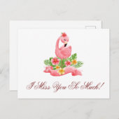Ich vermisse dich so sehr Niedlich rosa Flamingo F Postkarte (Vorne/Hinten)