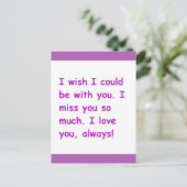 Ich vermisse dich so viel Liebe, mit der du immer Postkarte (Stehend Vorderseite)