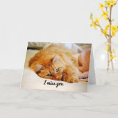 Ich vermisse dich, Süße Orange Maine Coon Cat Karte (Gelbe Blume)
