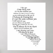 Ich vermisse dich Text in halbem Herzen Poster (Vorne)