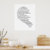 Ich vermisse dich Text in halbem Herzen Poster (Küche)