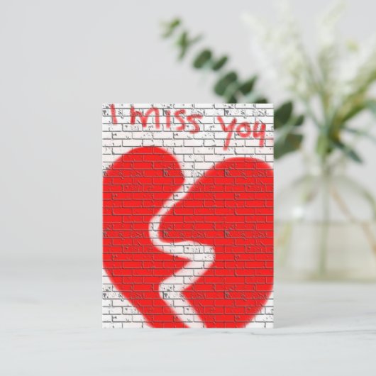 Ich vermisse dich, Twinflame Friend Liebe Broken H Postkarte (Stehend Vorderseite)