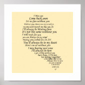 Ich vermisse dir Text im Herzen Poster (Vorne)