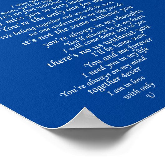 Ich vermisse dir Text im Herzen Poster (Ecke)