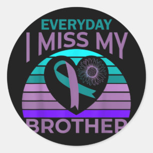 Ich vermisse mein Brother Heart Ribbon Suicide Awa Runder Aufkleber
