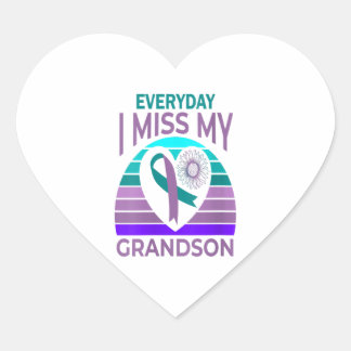 Ich vermisse mein Grandson Heart Suicide Awareness Herz-Aufkleber