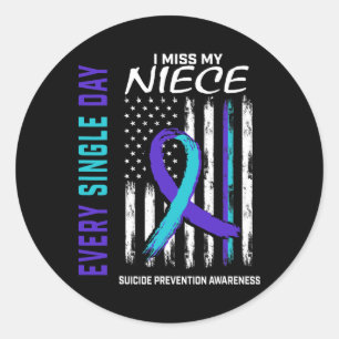 Ich vermisse mein Niece Suicide Awareness Preventi Runder Aufkleber