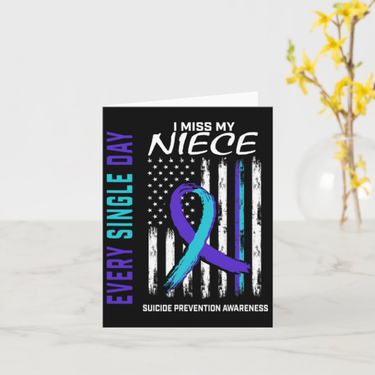 Ich vermisse meine Schwester Heart Ribbon Suicide Karte (Gelbe Blume)