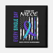 Ich vermisse meine Schwester Heart Ribbon Suicide  Magnet (Vorne)