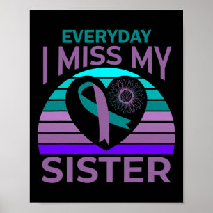 Ich vermisse meine Schwester Heart Ribbon Suicide  Poster