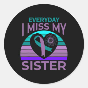 Ich vermisse meine Schwester Heart Ribbon Suicide  Runder Aufkleber
