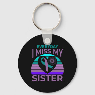 Ich vermisse meine Schwester Heart Ribbon Suicide Schlüsselanhänger