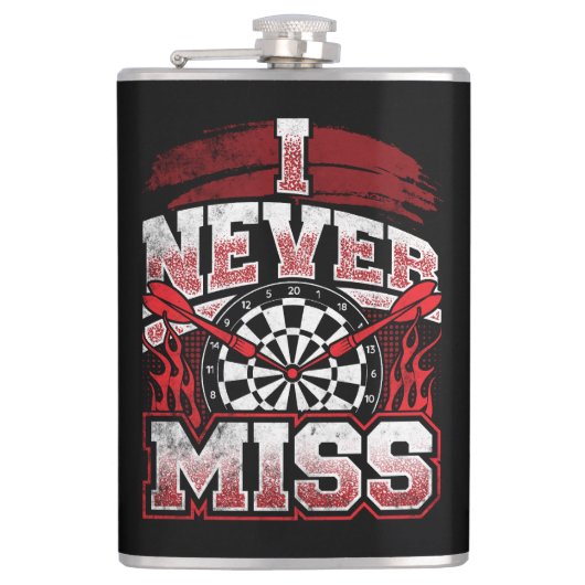 Ich vermisse nie Dart Player Flask 8 oz. Flachmann (Vorderseite)
