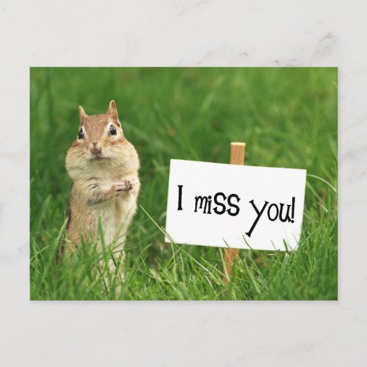 Ich vermisse Sie Chipmunk mit Sign Postkarte (Vorderseite)