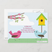 Ich vermisse Sie Gedicht von einem Mädchen: Geburt Postkarte (Vorne/Hinten)