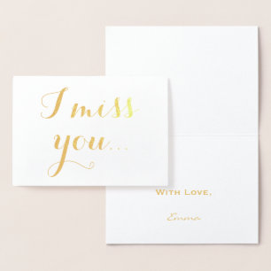 Ich vermisse Sie Gold Foil Elegante Typografie Folienkarte