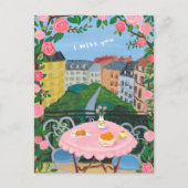 Ich vermisse Sie Paris Balcony Tee w Views Art Postkarte (Vorderseite)