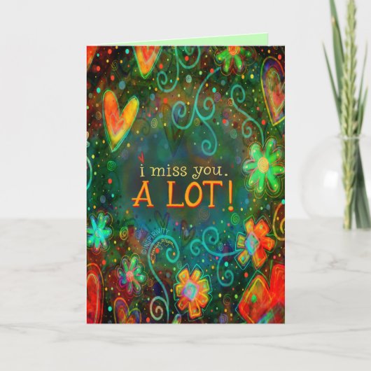 Ich vermisse Sie Whimsical Floral Heart Hübsch Karte (Vorderseite)