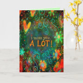 Ich vermisse Sie Whimsical Floral Heart Hübsch Karte (Gelbe Blume)