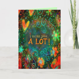 Ich vermisse Sie Whimsical Floral Heart Hübsch Karte