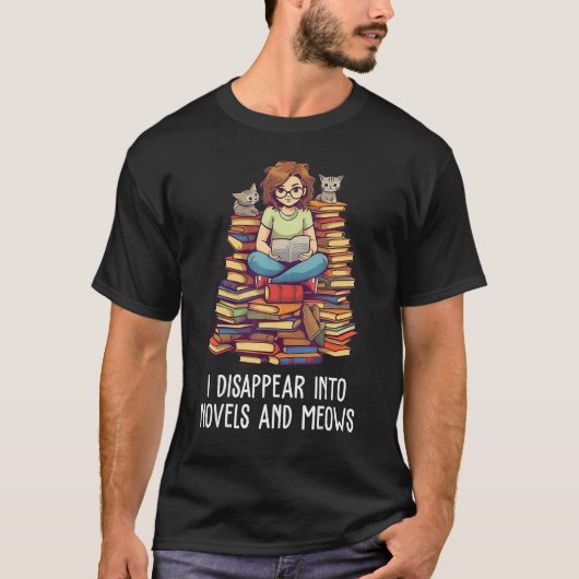 Ich verschwinde in Romane und Mäuse Buch Nerd Libr T-Shirt (Vorderseite)