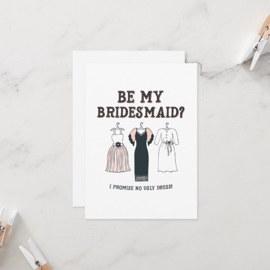 Ich verspreche kein hässliches Kleid Funny Bridesm Karte (Vorderseite/Rückseite Beispiel)