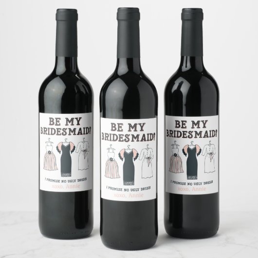 Ich verspreche kein hässliches Kleid Funny Bridesm Weinetikett (Flaschen)