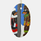 " ICH VERTRIPTE DIE DACKEL, SIE ZU VERDREHEN" KERAMIK ORNAMENT (Rechts)