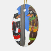 " ICH VERTRIPTE DIE DACKEL, SIE ZU VERDREHEN" KERAMIK ORNAMENT (Links)