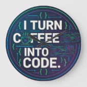 Ich verwandele Kaffee in Code – Lustiges Progra Große Wanduhr (Vorderseite)