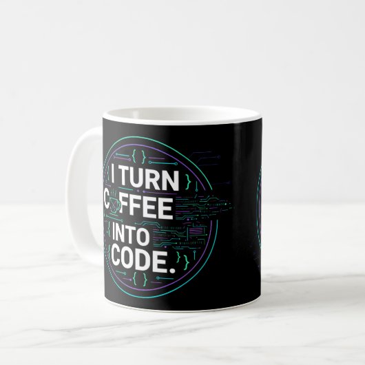 Ich verwandele Kaffee in Code – Lustiges Programmi Kaffeetasse (Vorderseite Links)
