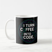 Ich verwandele Kaffee in Code – Lustiges Programmi Kaffeetasse (Links)