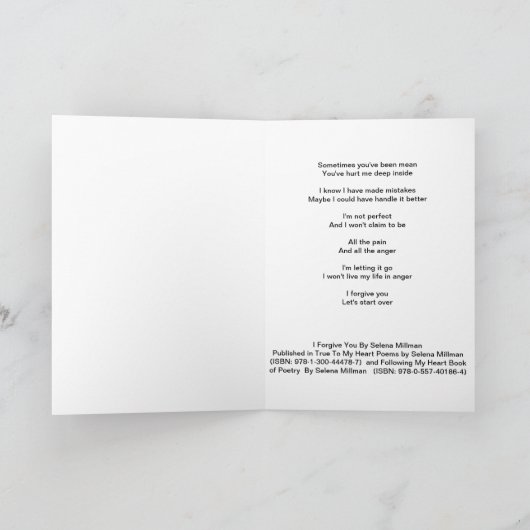 Ich verzeihe dir Gedicht Karte (Innenseite)