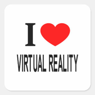 ICH ❤️ VIRTUELLE REALITÄT IN DER LIEBE VIRTUELLE R QUADRATISCHER AUFKLEBER