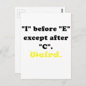 Ich vor E, außer nach C komisch Postkarte (Vorne/Hinten)