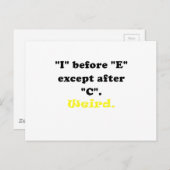 Ich vor E, außer nach C komisch Postkarte (Vorne/Hinten)