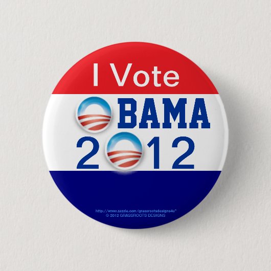 Ich wähle, 3D Logo, 2. Ausdruck OBAMA 2012 Button (Vorderseite)