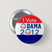 Ich wähle, 3D Logo, 2. Ausdruck OBAMA 2012 Button (Vorne & Hinten)