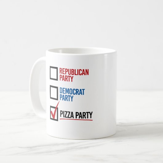 Ich wähle das Pizza-Party - Kaffeetasse (Vorderseite Links)