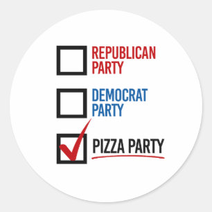 Ich wähle die Pizza-Party - - Runder Aufkleber