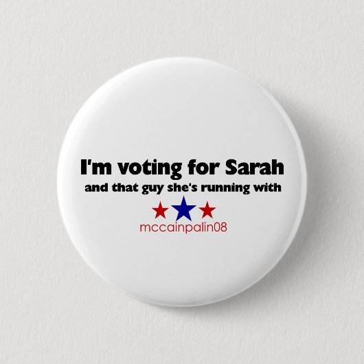 Ich wähle für Sarah Button (Vorderseite)