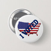 Ich wählte die amerikanische Flagge Karte Rot Weiß Button (Vorne & Hinten)