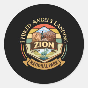 Ich wanderte Angels Landing Zion Retro Vintage Son Runder Aufkleber