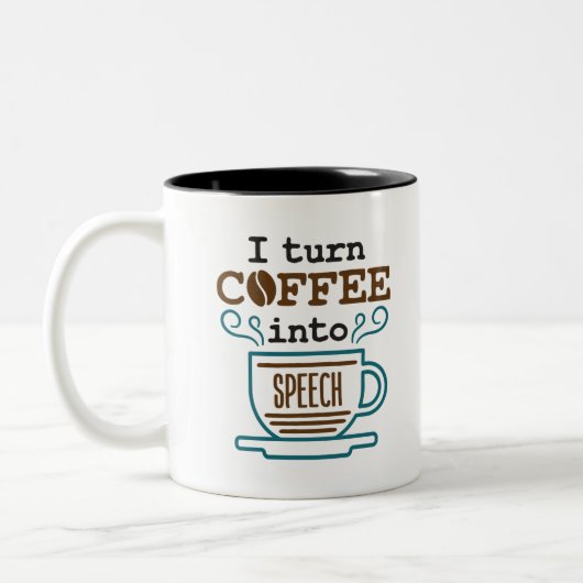 Ich wandle Kaffee in eine Rede SLP-Sprecherin Path Zweifarbige Tasse (Links)