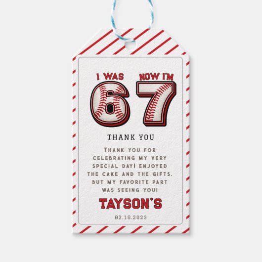 Ich war 6, jetzt bin ich 7 – Baseball 7. Geburtsta Geschenkanhänger (Vorderseite)