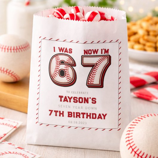 Ich war 6, jetzt bin ich 7 – Baseball 7. Geburtsta Geschenktütchen
