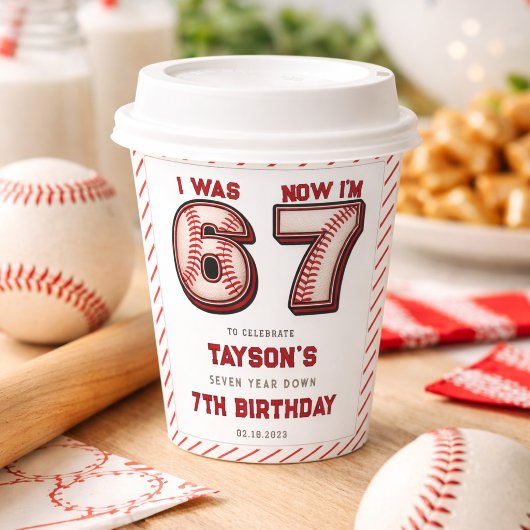 Ich war 6, jetzt bin ich 7 – Baseball 7. Geburtsta Pappbecher