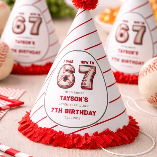 Ich war 6, jetzt bin ich 7 – Baseball 7. Geburtsta Partyhütchen