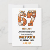 Ich war 6, jetzt bin ich 7 Basketball – 7. Geburts Dankeskarte (Vorderseite)