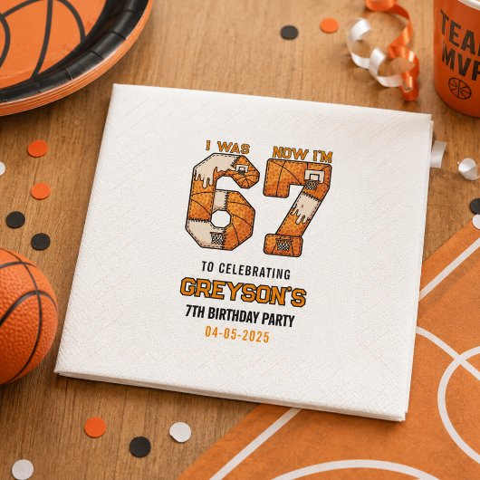Ich war 6, jetzt bin ich 7 Basketball – 7. Geburts Serviette